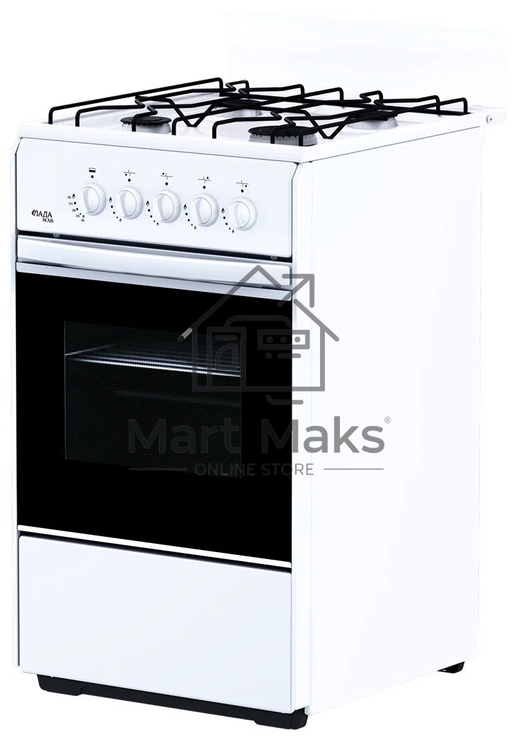 Плита газовая Лада Nova RG 24039 W белый, конфорок 4 газовых, духовка 50 л, 50 см x 85 см x 60 см