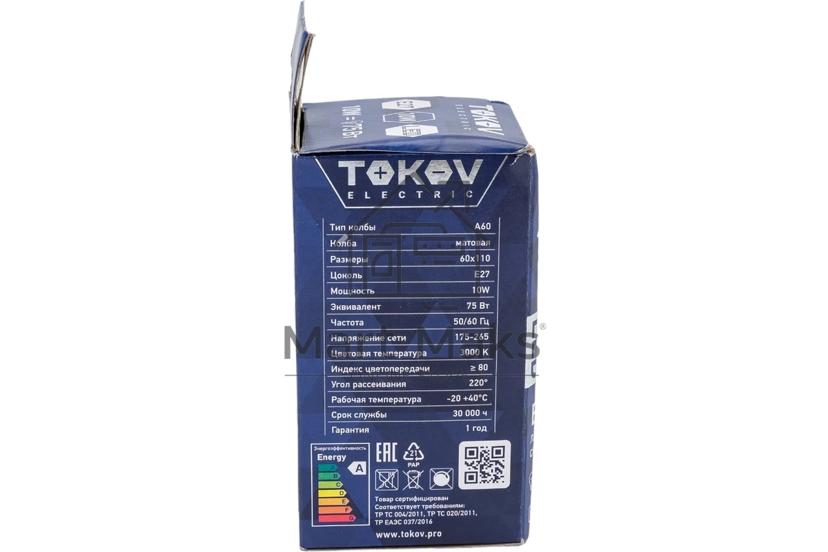 Лампа светодиодная TOKOV ELECTRIC TKE-A60-E27-10-3K 10 Вт А60 3000К Е27 175-265 В