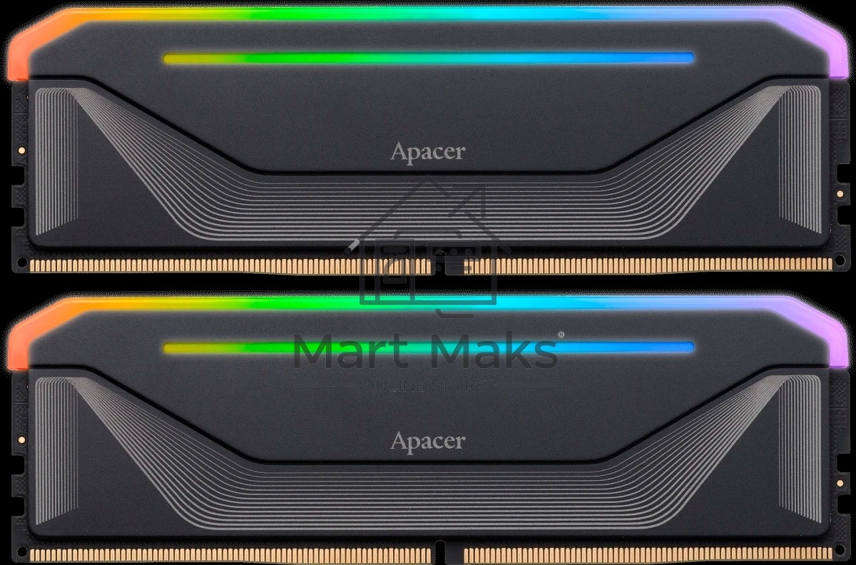 Оперативная память Apacer Nox, DDR5, 32GB (2x16GB), 5200MHz, CL40, DIMM, радиатор, RGB, черный