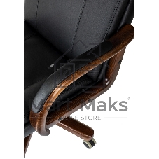 Кресло руководителя Бюрократ T-9933Walnut черный, эко.кожа, крестов. металл/дерево