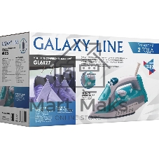 Утюг Galaxy Line GL 6127, бирюзовый, паровой, 2200 Вт, постоянный пар 50 г/мин, паровой удар 170 г/мин, функции: самоочистка, антикапля, антинакипь, функция увлажнения, вертикальное отпаривание, защита от перегрева, индикатор нагрева, керамическое покрытие подошвы, резервуар для воды 400 мл