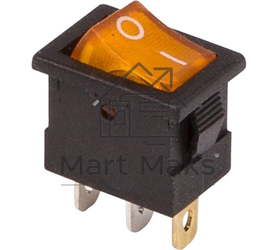 Выключатель клавишный Rexant 12V 15А (3с) ON-OFF желтый с подсветкой Mini