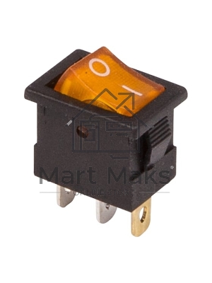 Выключатель клавишный Rexant 12V 15А (3с) ON-OFF желтый с подсветкой Mini