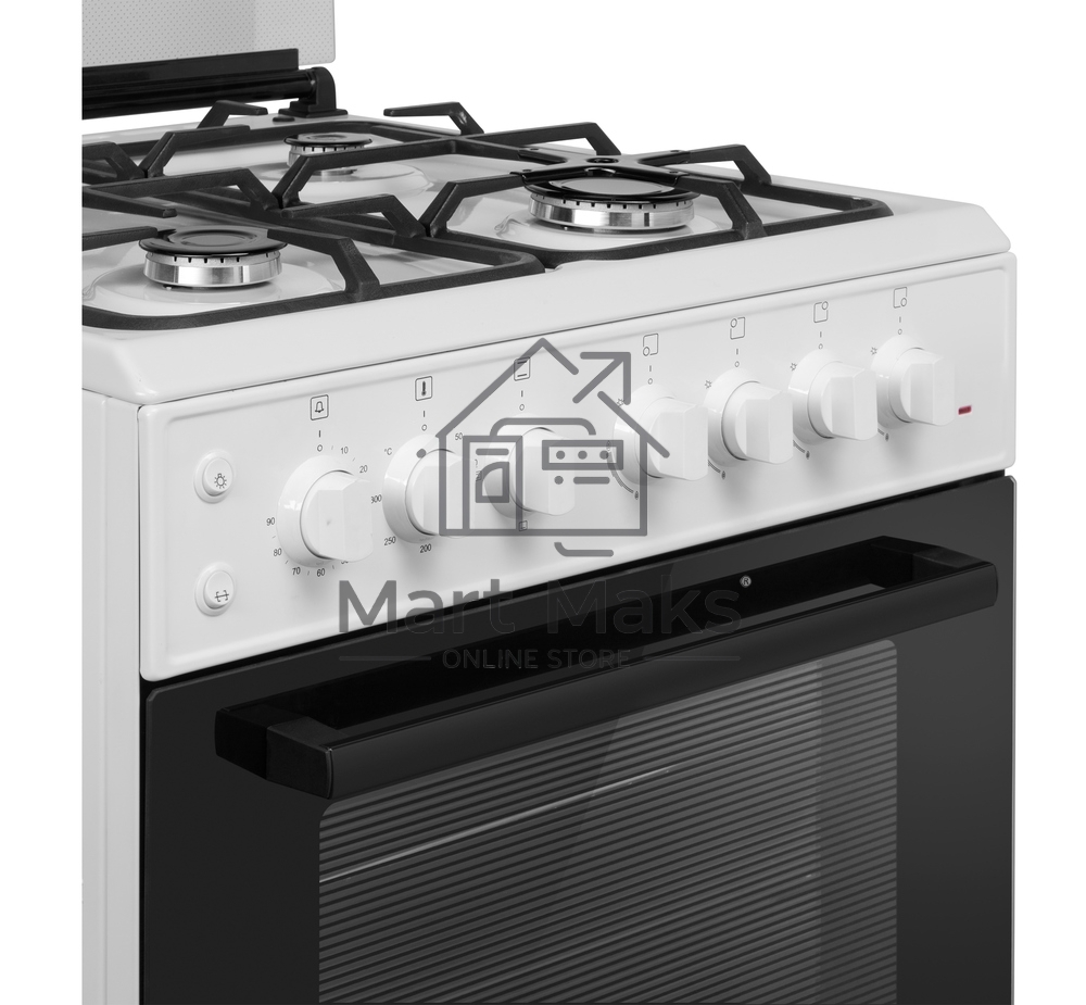 Плита комбинированная Maunfeld MGC60ECW04 белый, газовых конфорок 4 шт, духовка электрическая 65 л, 60 см x 88 см x 65 см