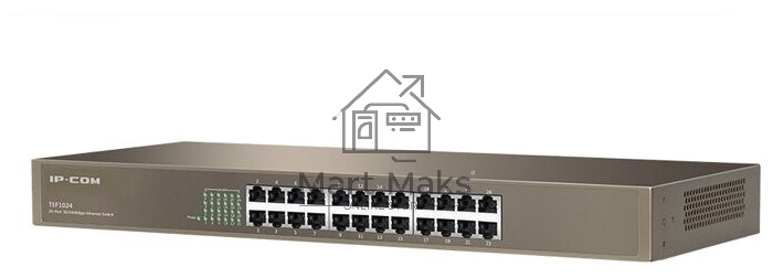 Коммутатор неуправляемый IP-COM F1024 24 порта, 24x100 Мбит/с, установка в стойку, металлический корпус