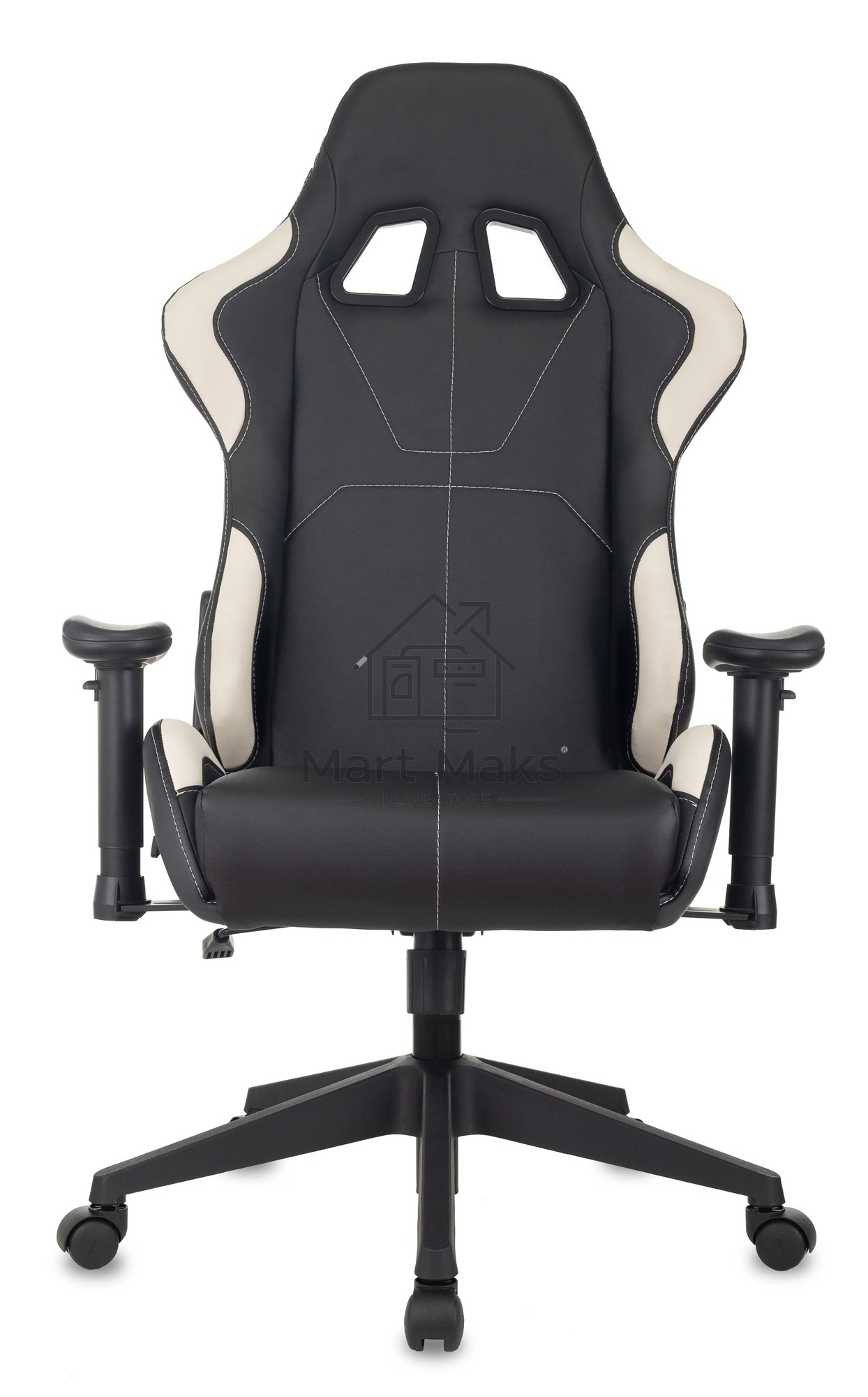 Кресло игровое Бюрократ VIKING 5 AERO WHITE черный/белый искусственная кожа