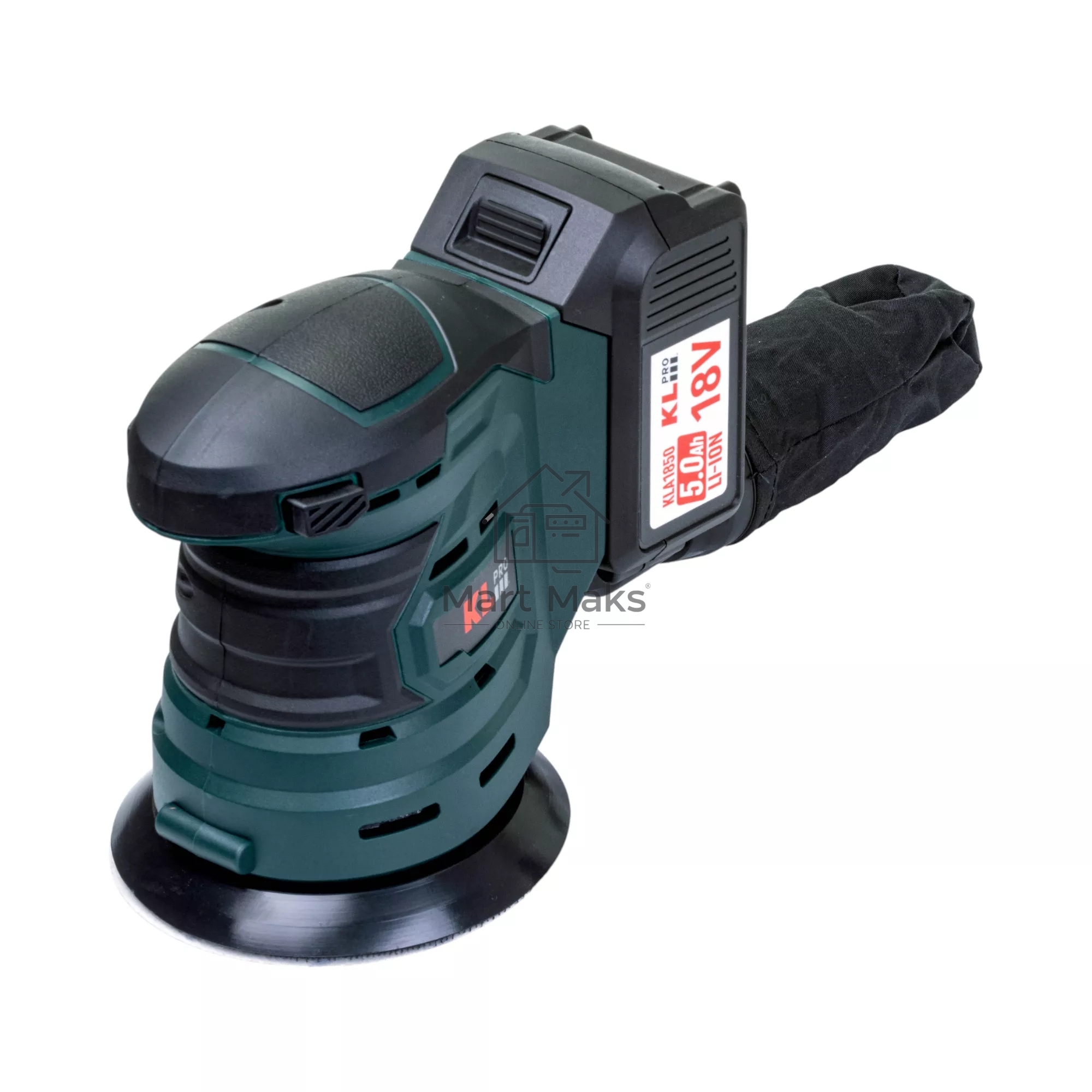 Профессиональная аккумуляторная эксцентриковая шлифмашина KLPRO KLEZ18-50 (18В, Li-ion-2шт, 5.0А·ч, ЗУ 4,5А)