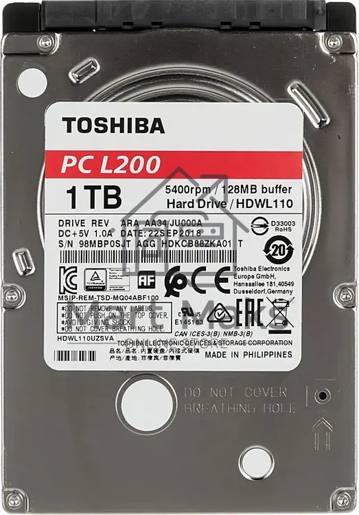 Жесткий диск Toshiba HDD 1Tb L200 Slim (7мм) 2,5