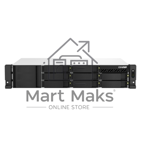 Сетевое хранилище SMB QNAP TS-873AeU-4G NAS 8x3.5/2.5 SATA/SSD trays, 2 x M2 PCIe, 2x 2.5 GbE, 2U rackmount, 1 PSU. AMD Ryzen V1500B 4-core/8-thread 2.2 GHz processor, 4 GB DDR4 RAM (1*4 GB) up to 64GB (2*32 GB). W/o rail kit RAIL-B02
