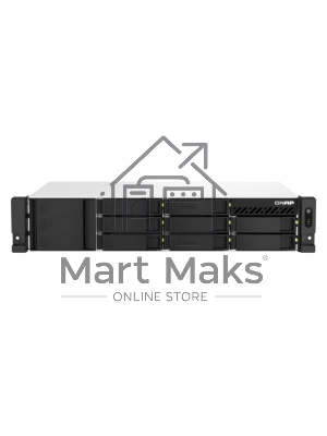 Сетевое хранилище SMB QNAP TS-873AeU-4G NAS 8x3.5/2.5 SATA/SSD trays, 2 x M2 PCIe, 2x 2.5 GbE, 2U rackmount, 1 PSU. AMD Ryzen V1500B 4-core/8-thread 2.2 GHz processor, 4 Gb DDR4 RAM (1*4 Gb) up to 64Gb (2*32 Gb). W/o rail kit RAIL-B02