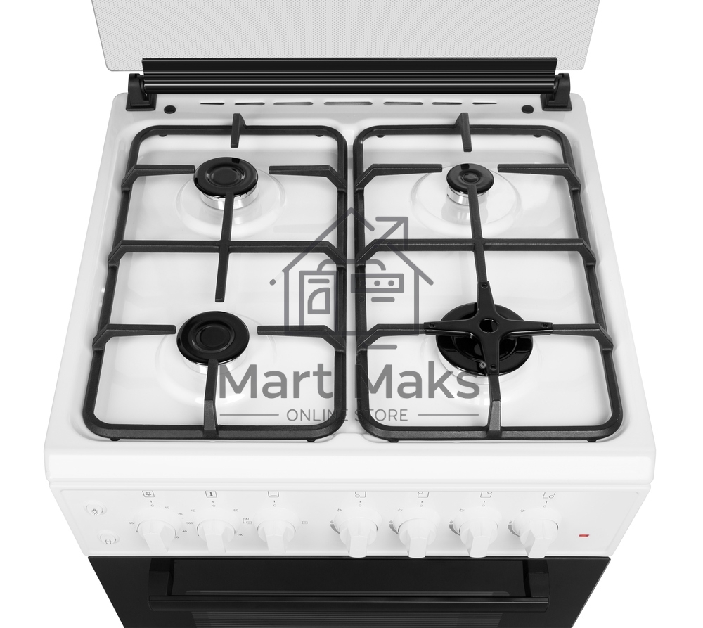 Плита комбинированная Maunfeld MGC60ECW04 белый, газовых конфорок 4 шт, духовка электрическая 65 л, 60 см x 88 см x 65 см