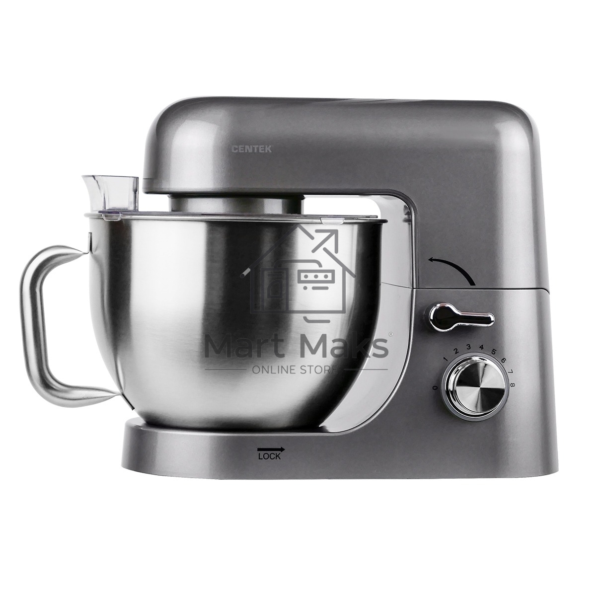 Миксер планетарный Centek CT-1151 (хром/серый)