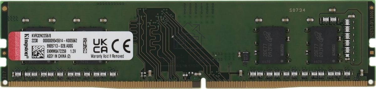 Оперативная память Kingston ValueRAM, DDR4, 8Gb (1x8Gb), 3200MHz, CL22, DIMM