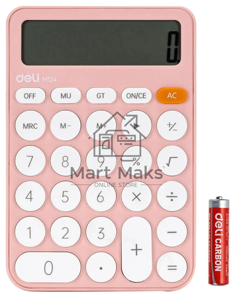 Калькулятор настольный Deli EM124PINK розовый 12-разр.