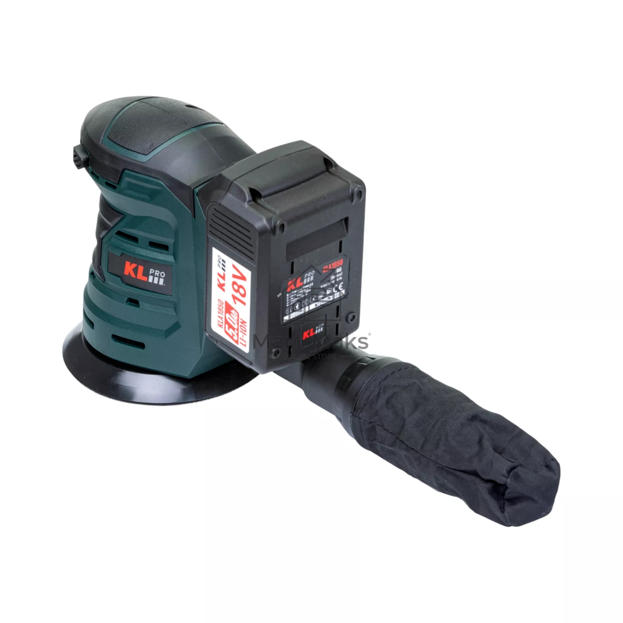 Профессиональная аккумуляторная эксцентриковая шлифмашина KLPRO KLEZ18-50 (18В, Li-ion-2шт, 5.0А·ч, ЗУ 4,5А)
