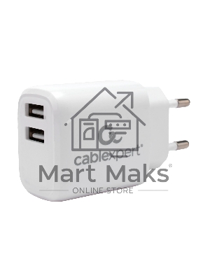 Зарядное устройство Cablexpert MP3A-PC-58, 10.5Вт, 2.1А, 2хUSB, белый, пакет