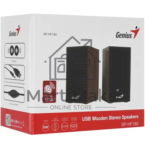 Колонки Genius SP-HF180, 2.0, 2 x 3W, USB-power, Wood