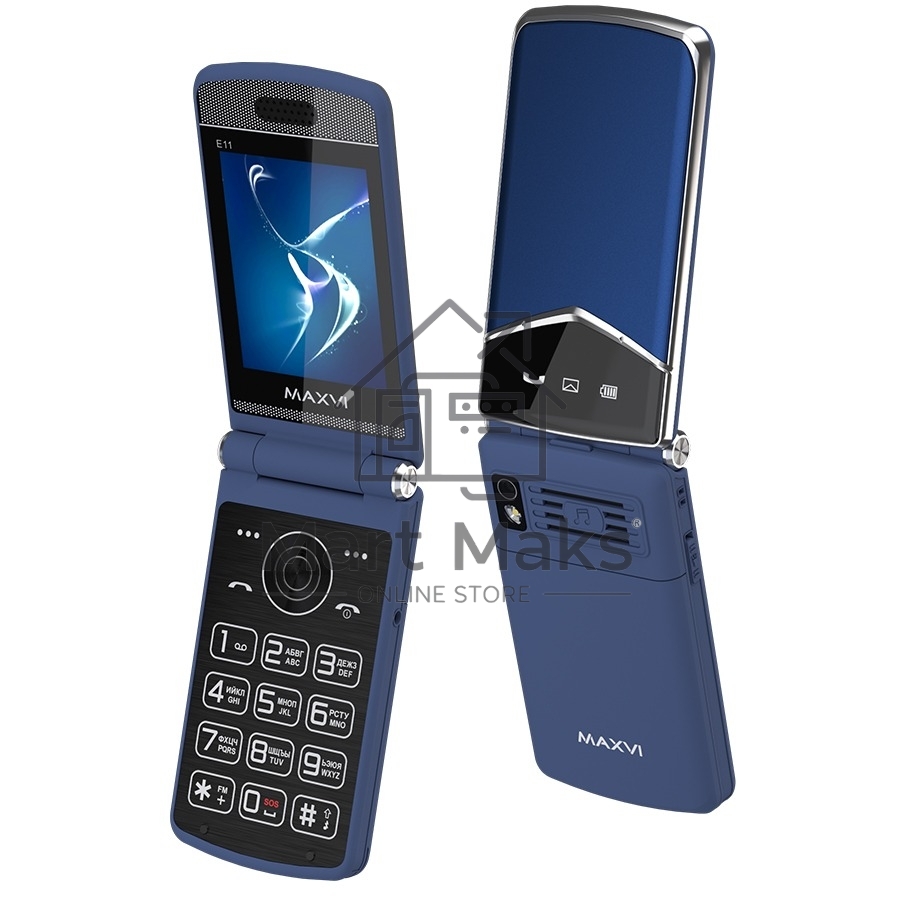 Мобильный телефон Maxvi E11 синий/серебристый