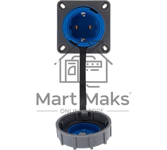 Розетка настенная Rexant фланцевая влагозащищенная с крышкой 16 А, 2Р+РЕ, IP68