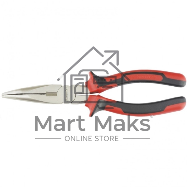 Длинногубцы Matrix 17424 NICKEL 200 мм, изогнутые никелированные, двухкомпонентные рукоятки