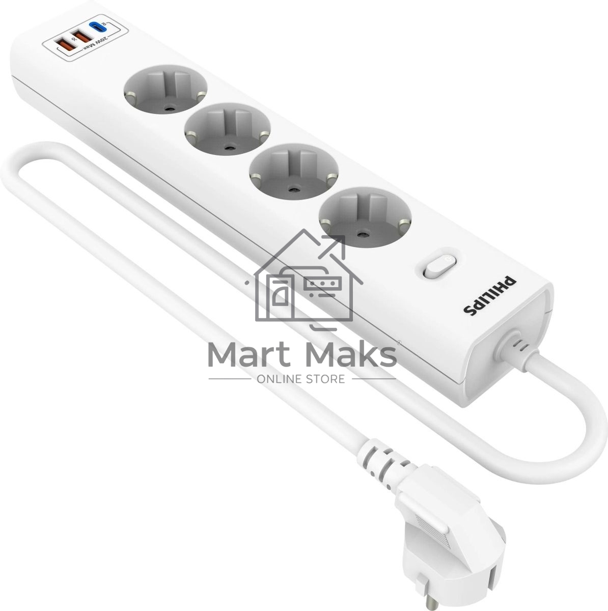 Сетевой фильтр Philips CHP4346WB/51, 3м, 4 розетки, белый