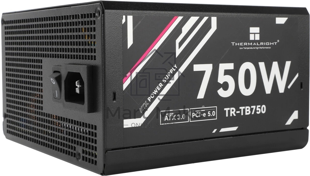 Блок питания Thermalright, 750W 80+ Bronze (ATX, 3.0, PCIe 5.0, Full modular, 1x24(20+4)pin, 2xCPU 8(4+4)pin, 4xPCIe*2 8(6+2)pin, 3xSATA3, 1x12+4pin (12VHPWR PCIe 5.0 12+4pin 600mm), 3xMOLEX4pin, Active, 120x120mm, 150x140x86mm, APFC, black)