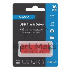 Флешка USB Maxvi MP2 red (FD16GbUSB20C10MP2), 16Gb, USB 2.0, R/W 15/5, красный/черный