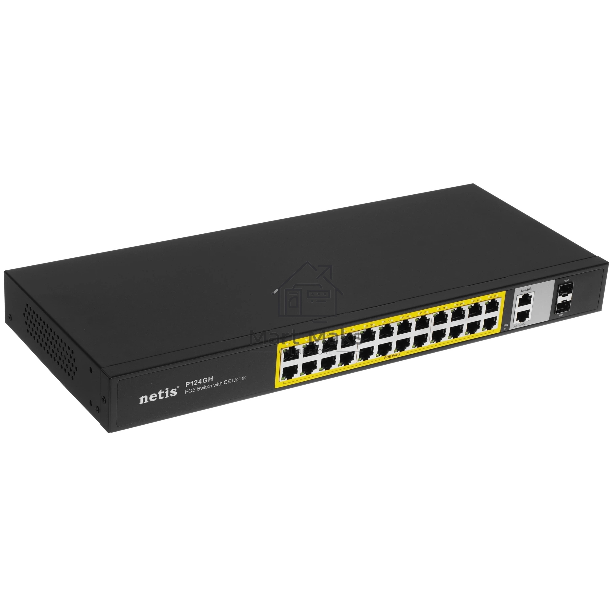 Коммутатор Netis P124GH, 24×100 Мбит/с PoE+ + 2×1 Гбит/с + 2×1 Гбит/с SFP, неуправляемый