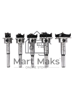 Набор сверл Форстнера 5 шт (15/20/25/30/35мм) Deli DH-MKK005-ED1 ограничитель глубины, пласт. кейс