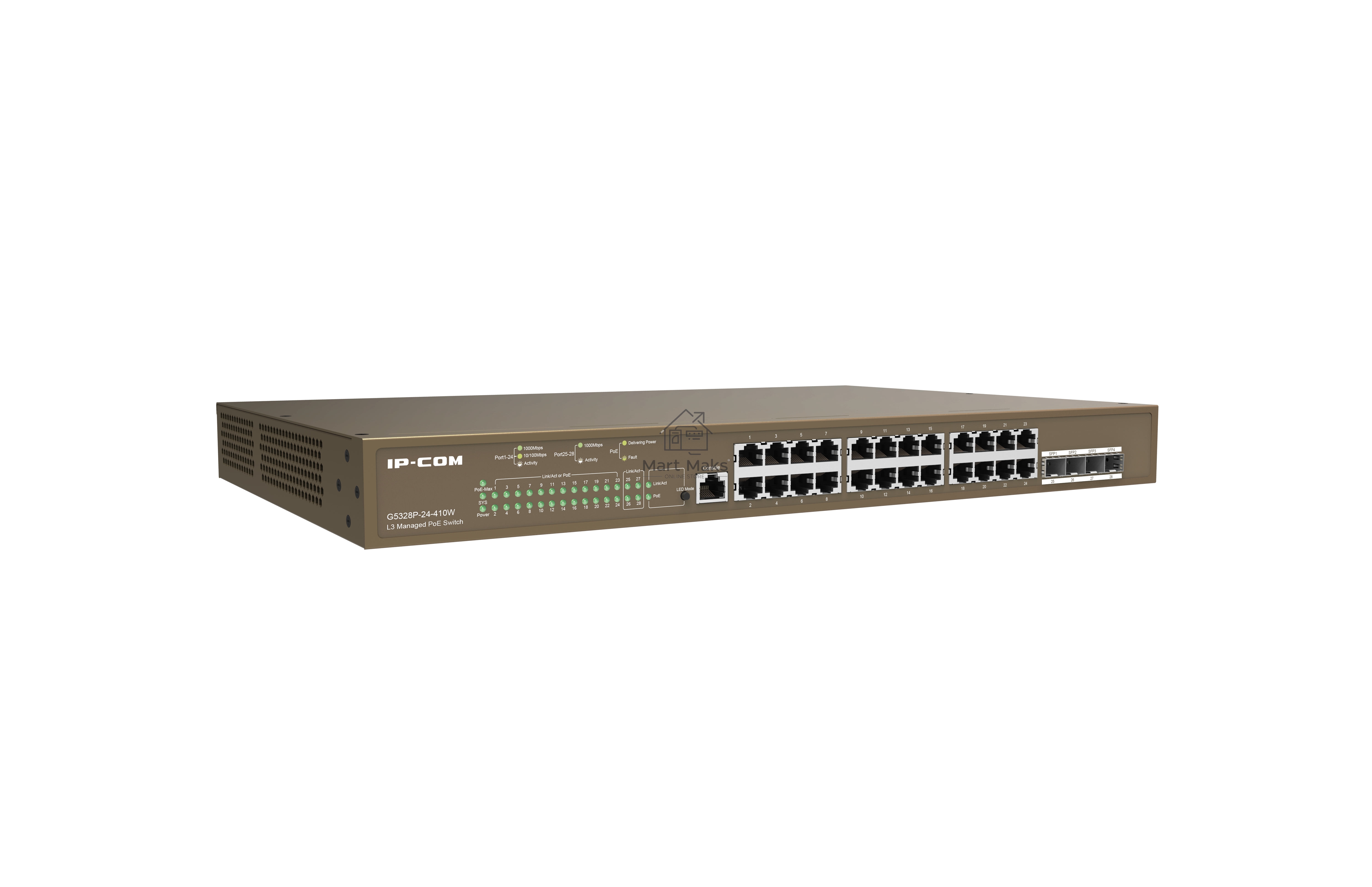 Коммутатор IP-COM G5328P-24-410W, 24×1 Гбит/с PoE + 4×1 Гбит/с SFP, управляемый