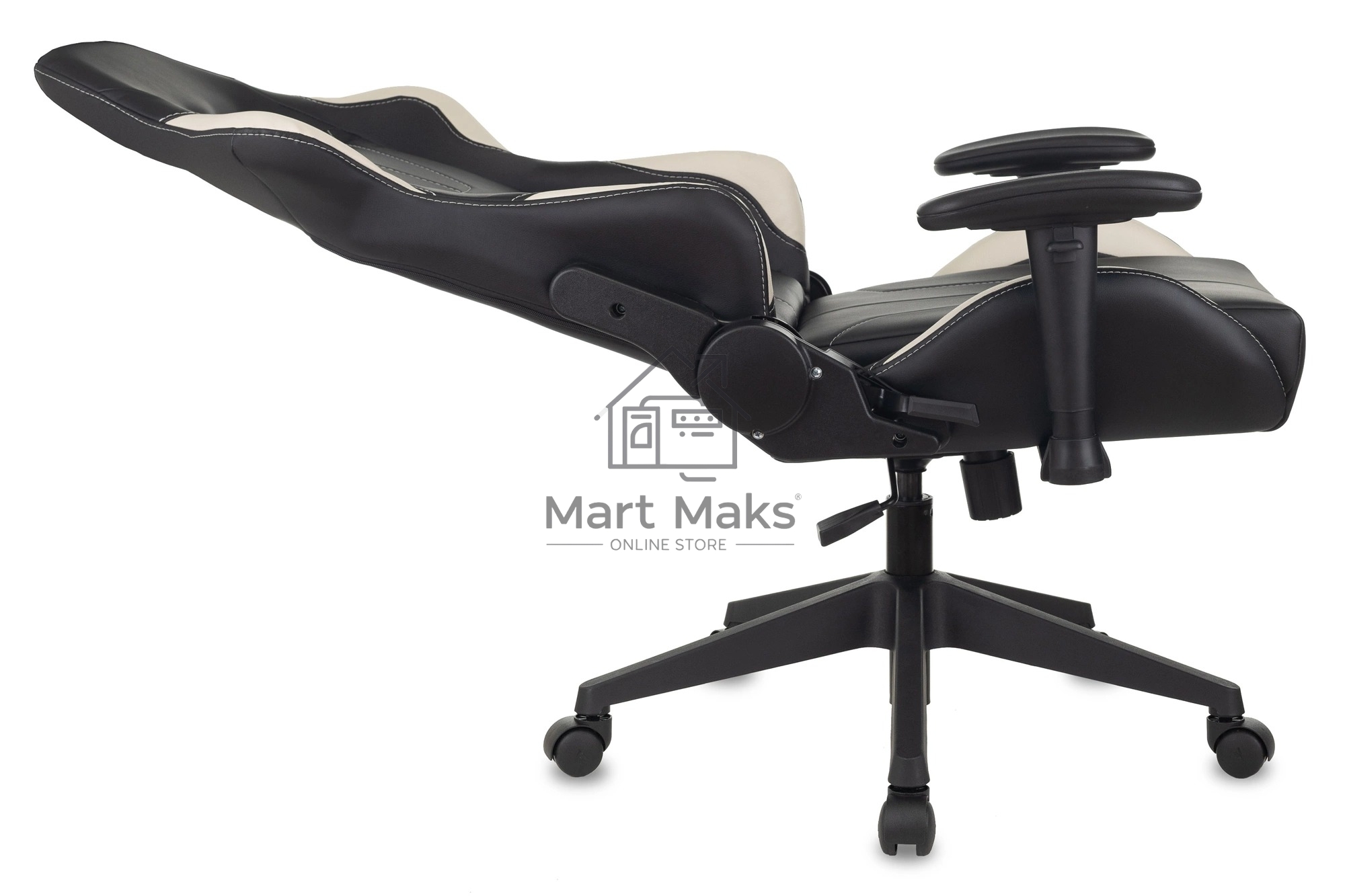 Кресло игровое Бюрократ VIKING 5 AERO WHITE черный/белый искусственная кожа