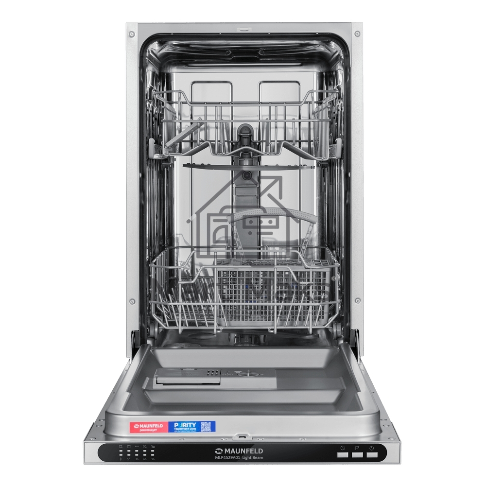 Встраиваемая посудомоечная машина Maunfeld MLP4529A01 Light Beam, черный, 44.8 см, 9 компл., 49 дБ, класс A++