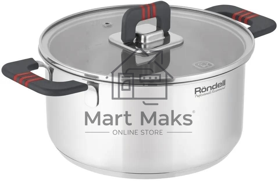 Кастрюля Rondell Stripes RDS-1637, 2.8л, 20см, с крышкой, стальной