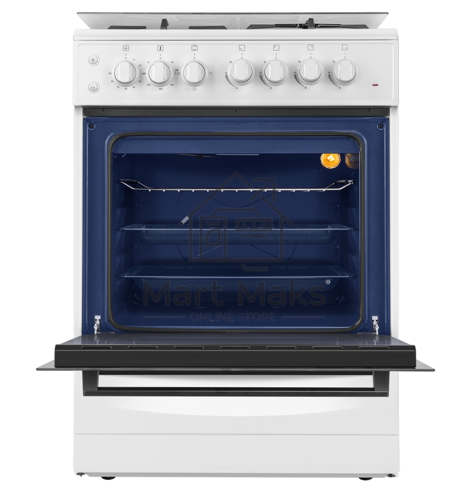 Плита комбинированная Maunfeld MGC60ECW04 белый, газовых конфорок 4 шт, духовка электрическая 65 л, 60 см x 88 см x 65 см