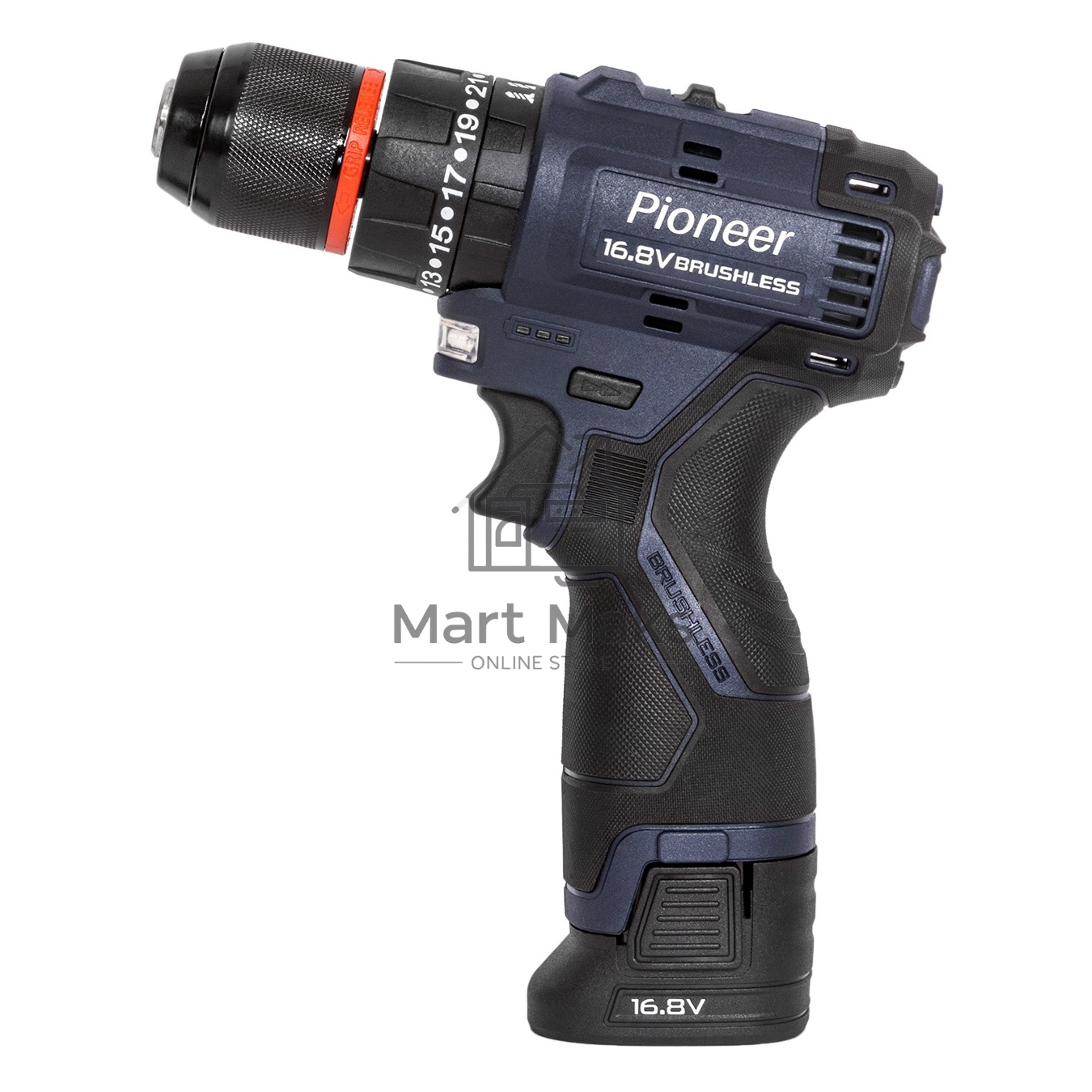 Шуруповерт аккумуляторный PIONEER CID-E1602BL-22C черный, синий