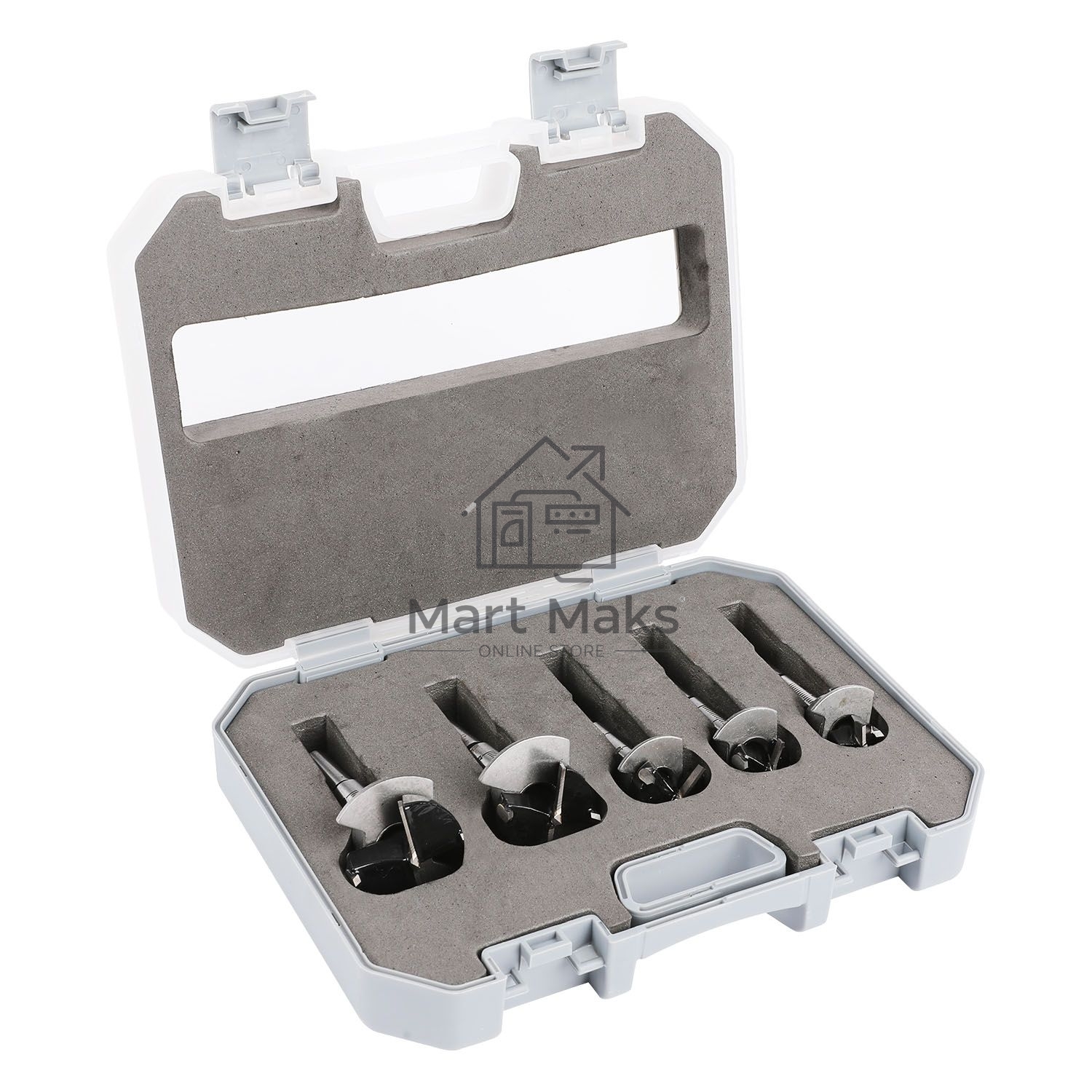 Набор сверл Форстнера 5 шт (15/20/25/30/35мм) Deli DH-MKK005-ED1 ограничитель глубины, пласт. кейс