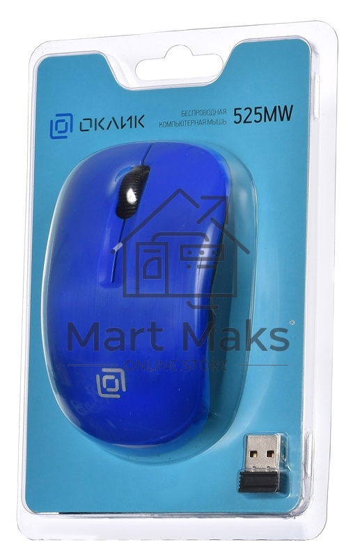 Мышь беспроводная Oklick 525MW голубой, 1000 dpi, радиоканал, USB, кнопки - 3