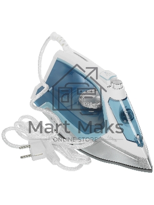 Утюг Redmond RI-C284 голубой, 2200 Вт, подошва - керамика, пар 35 г/мин, паровой удар 160 г/мин, самоочистка, антикапля