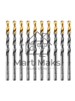 Сверло по металлу Denzel 5 мм, HSS-Tin, Golden Tip, 10 шт.