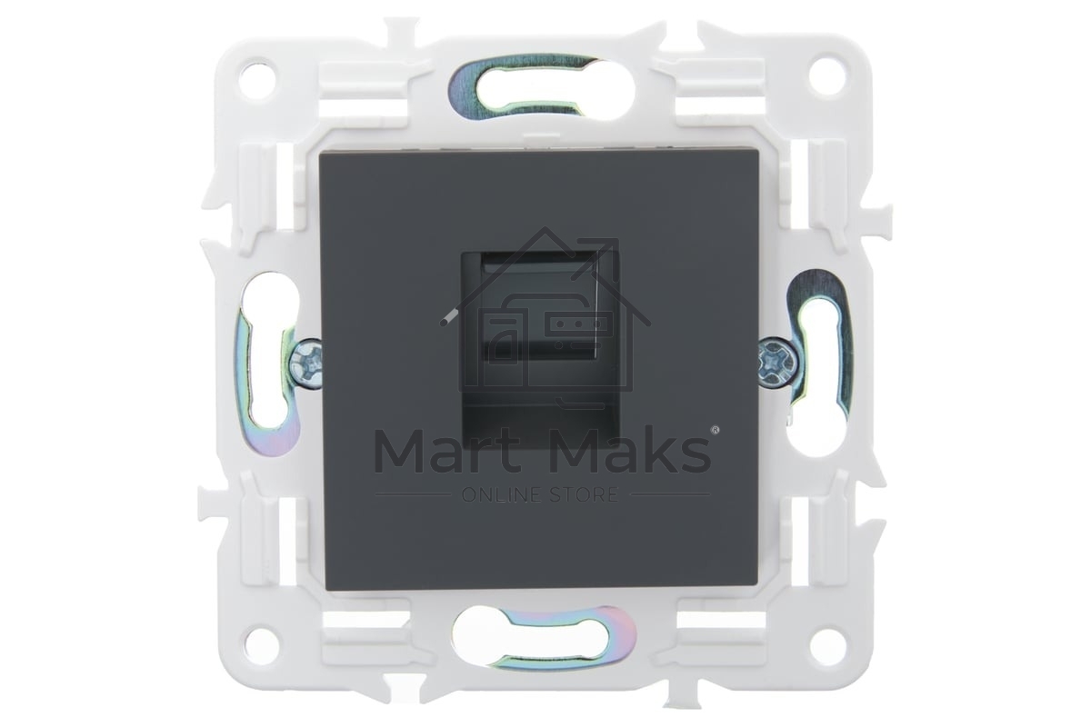 Розетка компьютерная IEK SKANDY SK-K01G графит RJ45 кат.5E SK-K10-1-K53