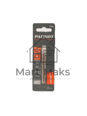 Сверло PATRIOT EXPERT по металлу, Р6М5К5, 3,0 мм, 2шт в блистере