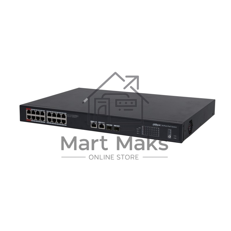 24-портовый гигабитный управляемый коммутатор с PoE DAHUA, уровень L2 Порты: 24 RJ45 10/100/1000Мбит/с; IEEE802.3af/IEEE802.3at/Hi-PoE/IEEE802.3bt, 2 RJ45 10/100/1000Мбит/с (uplink), 2 SFP 1000Мбит/с
