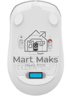 Мышь беспроводная A4Tech Fstyler FB26CS Air2 серебристый/белый, 2000 dpi, радиоканал, Bluetooth, USB, кнопки - 4