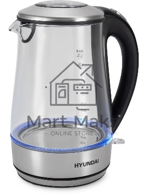 Чайник электрический Hyundai HYK-G8406 1.7л. 2200Вт прозрачный/черный (корпус: нержавеющая сталь)