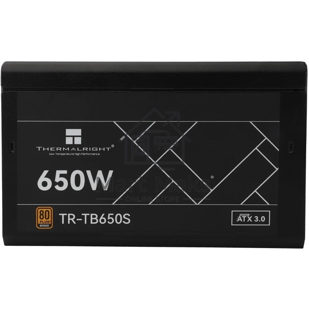 Блок питания Thermalright TR-TB650S 650W 80 PLUS Bronze, (ATX, 3, Non-modular, 1x24(20+4)pin 550mm, 1xCPU*2 8(4+4)pin 600+150mm, 1xPCIe*2 8(6+2)pin 500+150mm, 1xSATA*3+MOLEX4pin*1 400+150+150+150mm, 1xSATA*2+MOLEX4pin*2 400+150+150+150mm, Active, 120x120m