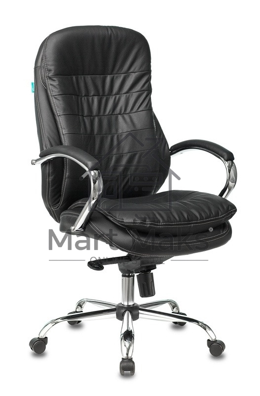 Кресло руководителя Бюрократ T-9950/BLACK черный, кожа, крестовина хром