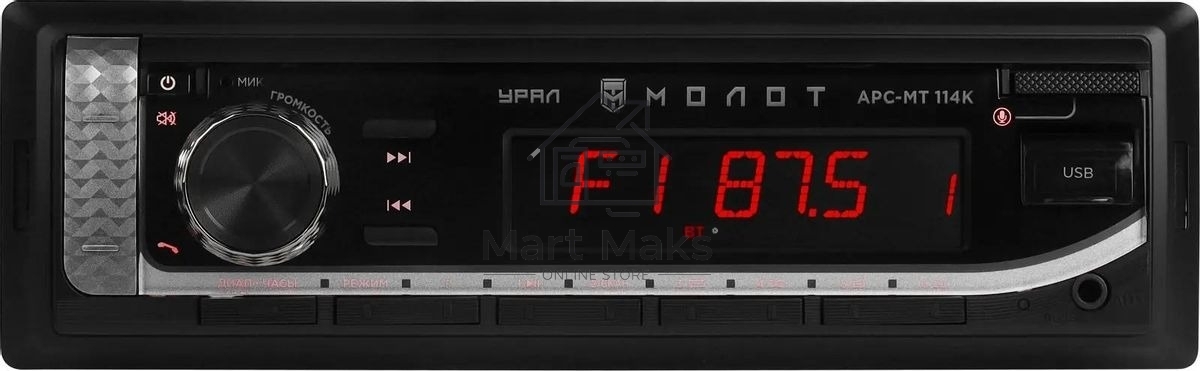 Автомагнитола URAL МОЛОТ АРС-МТ 114К, 1 DIN, Bluetooth, USB Type-A, AUX