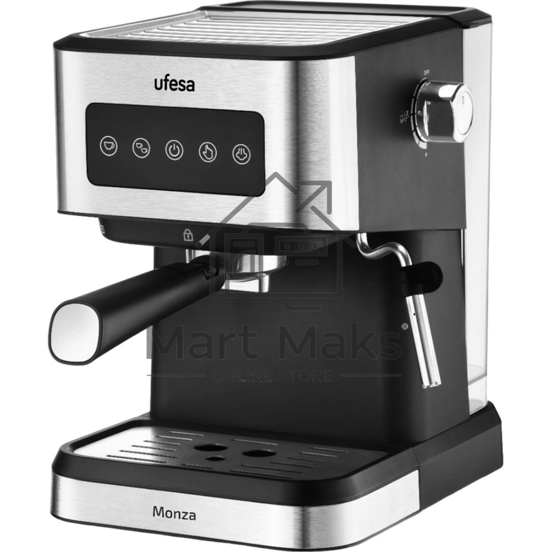 Кофеварка рожковая Ufesa MONZA черный/серебристый, исп. кофе - молотый, 1.5 л, 1050 Вт, 20 Бар.