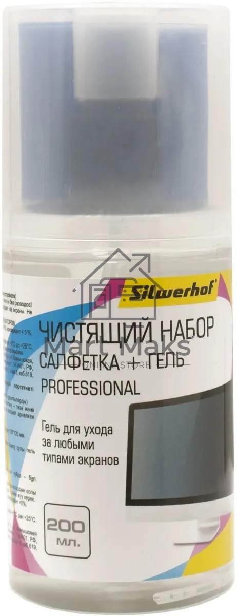 Чистящий набор (салфетка + гель) Silwerhof для экранов и оптики 200мл