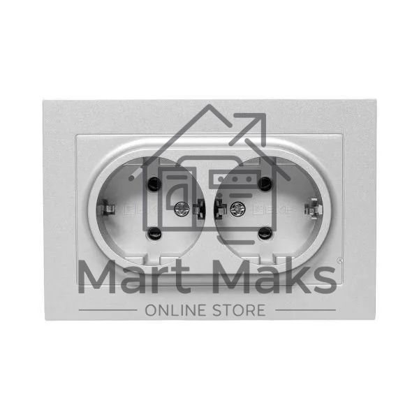 Розетка 2-м EKF UP1-SOA-210 СП Эпика 16А с заземл. без защ. шторок с рамкой механизм алюм.